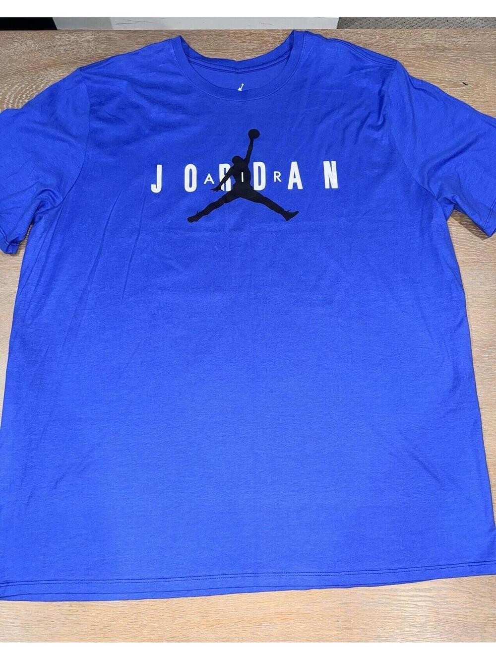 Nike Men's - Air Jоrdаn Crewneck T-shirt - Blue/White/Black (DC1445-480) XXL 2XL